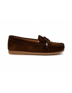 Mocasines de mujer de piel con remaches color marrón 2