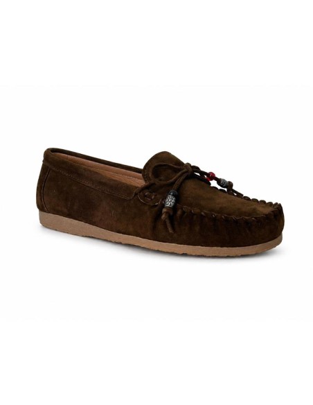 Brown leather women's moccasins