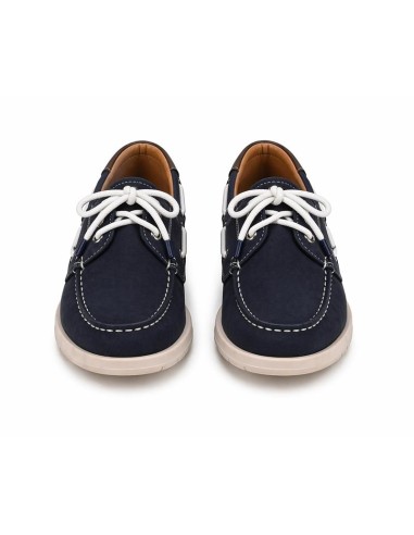Blue nubuck boat shoe