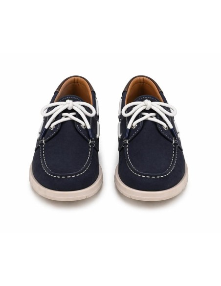 Blue nubuck boat shoe