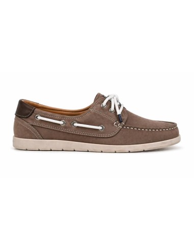 Beige nubuck boat shoe