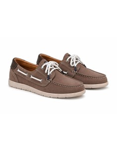 Beige nubuck boat shoe