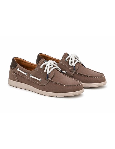 Beige nubuck boat shoe