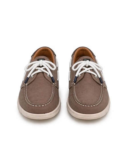 Beige nubuck boat shoe