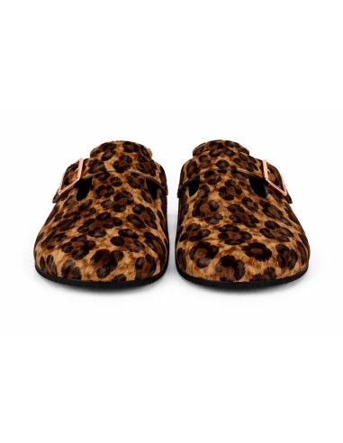 Sandalias de mujer de piel con hebilla color marrón