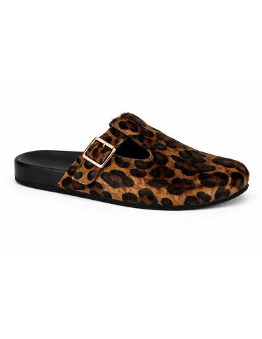 Sandalias de mujer de piel con hebilla color marrón
