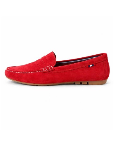 Mocasines de mujer de ante con antifaz color rojo