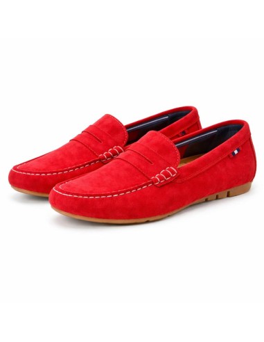 Mocasines de mujer de ante con antifaz color rojo