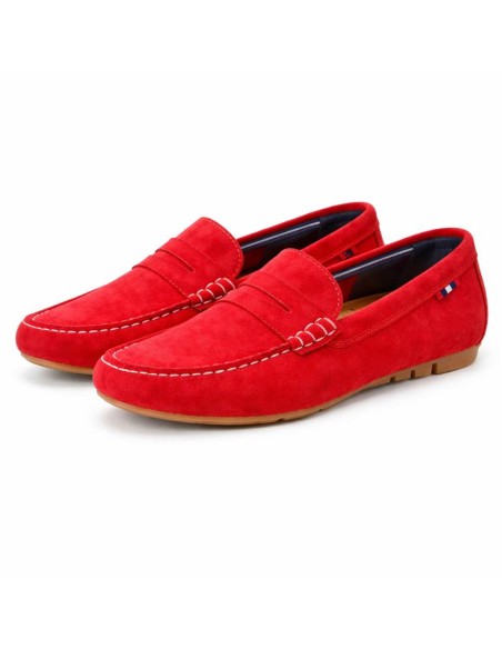 Red suede women's moccasins