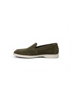 Mocasines de mujer de ante liso color verde 2