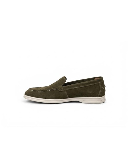 Green suede women's moccasins