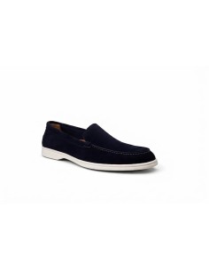 Mocasines de mujer de ante liso color azul 2