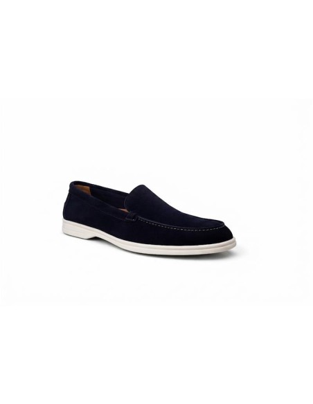 Blue suede women's moccasins