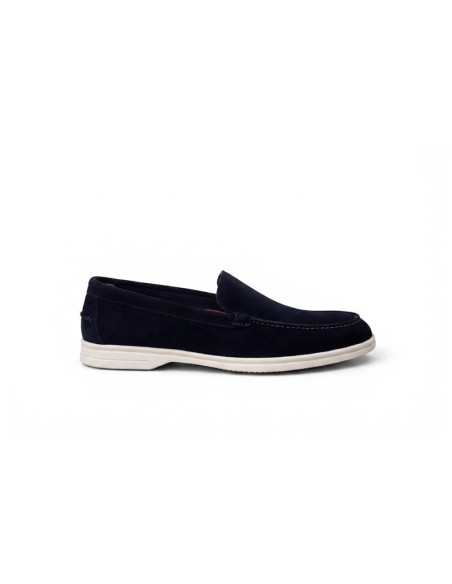Blue suede women's moccasins