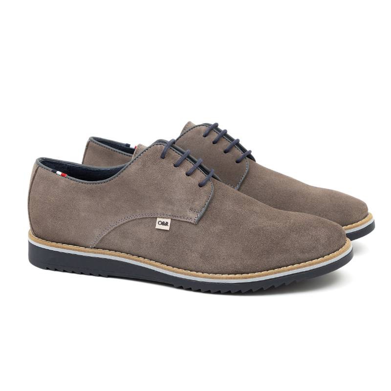 grey suede derby shoes SUTEN-GRIS