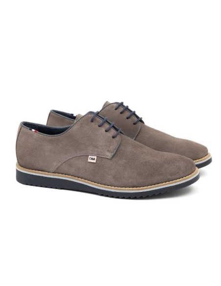 Derby casual de ante liso color gris