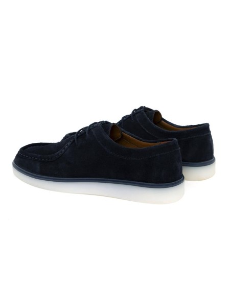 Mocasín de ante con cordón de piel color azul
