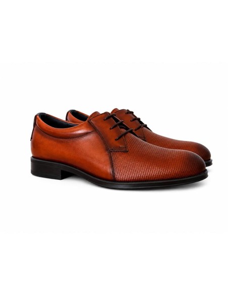 Derby de piel brogado color cuero