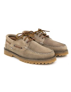 Náutico de ante con cordón de piel color beige 2