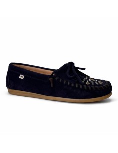 Blue suede women's moccasins 2