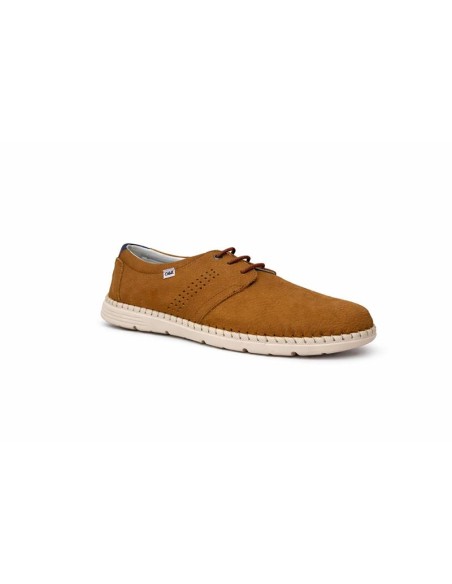 Derby de nobuck con cordones en contraste color cuero