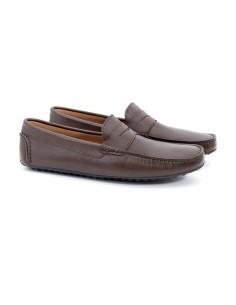 Mocasín de piel con antifaz color marrón