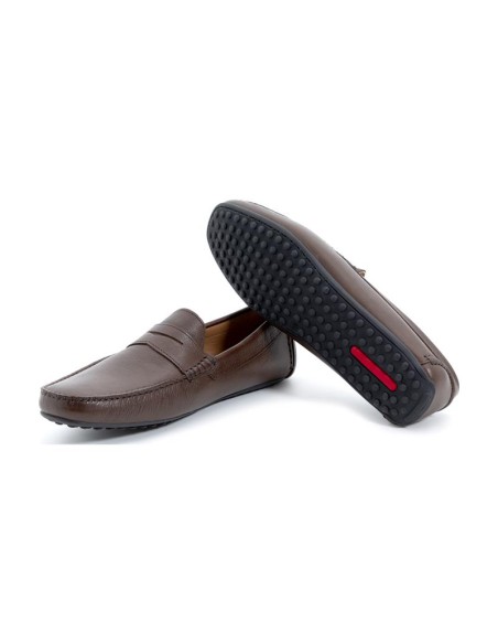 Brown leather moccasin