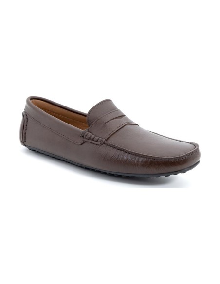 Brown leather moccasin