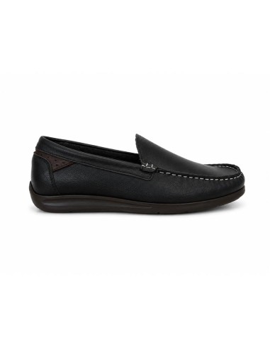 Mocasín de piel con aplique metálico color azul