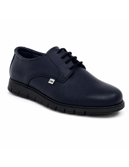 Derby de piel de costura vuelta color azul