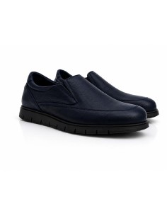 Mocasín de piel con aplique metálico color azul