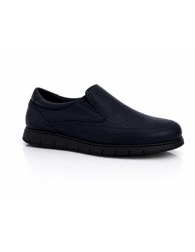 Blue leather moccasin