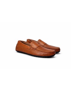 Mocasín de piel con antifaz color cuero