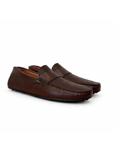 Mocasín de piel con antifaz color marrón