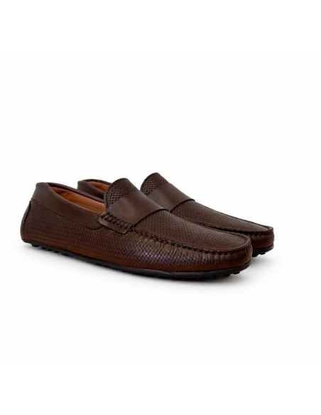 Mocasín de piel con antifaz color marrón