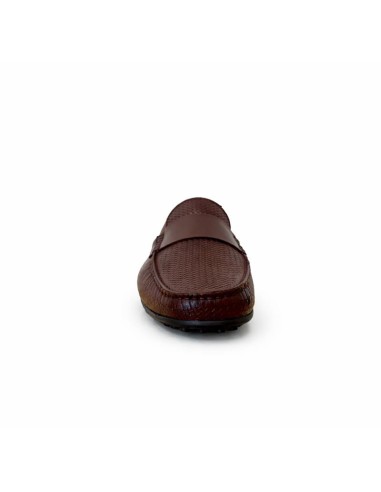 Mocasín de piel con antifaz color marrón