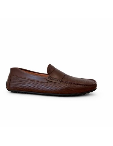 Mocasín de piel con antifaz color marrón