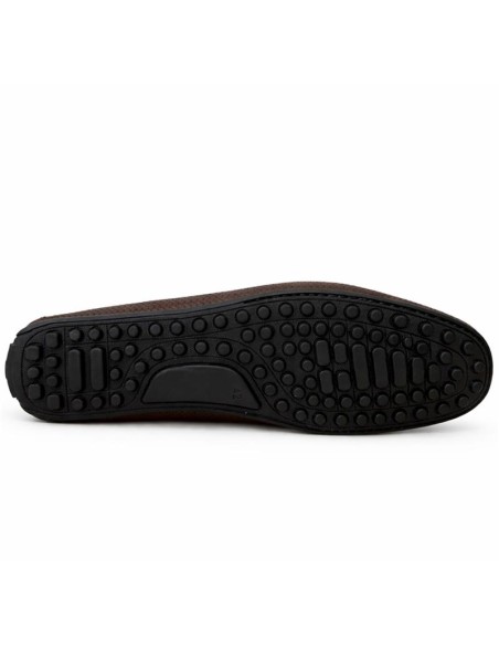 Mocasín de piel con antifaz color marrón
