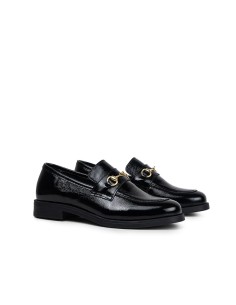 Black leather women's moccasins