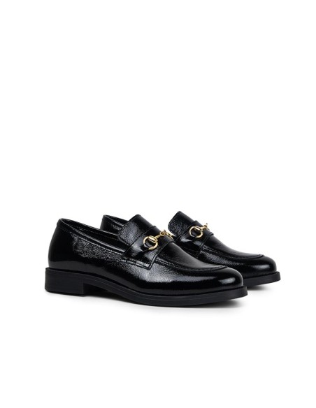 Black leather women's moccasins