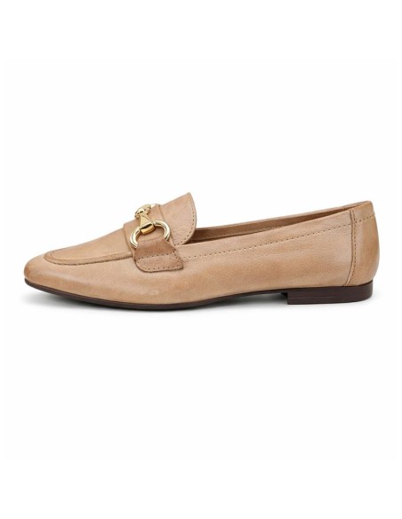 Beige leather women's moccasins