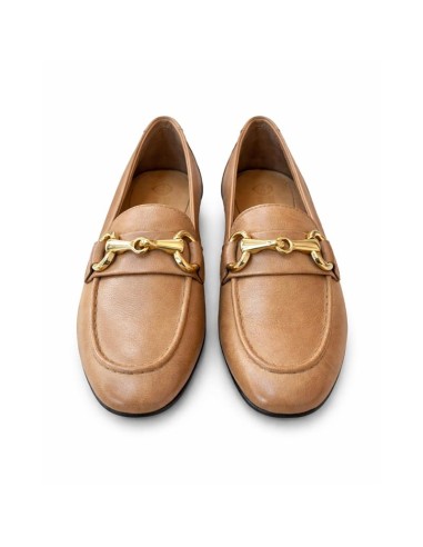 Mocasines de mujer de piel con antifaz color beige