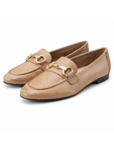 Mocasines de mujer de piel con antifaz color beige