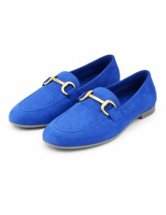 Blue suede women's moccasins 2