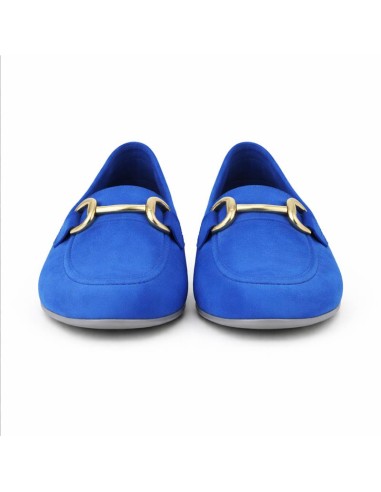 Mocasines de mujer de ante con antifaz color azul