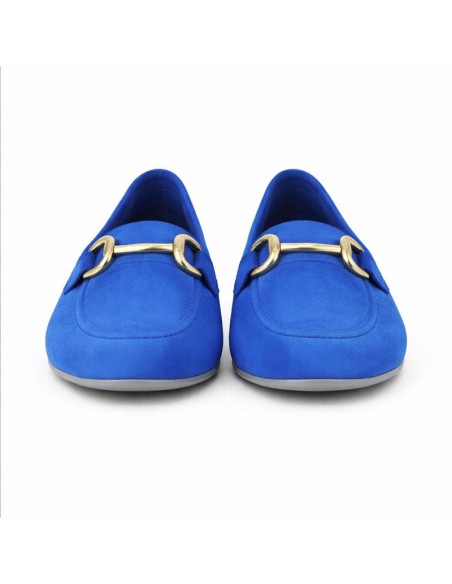 Mocasines de mujer de ante con antifaz color azul