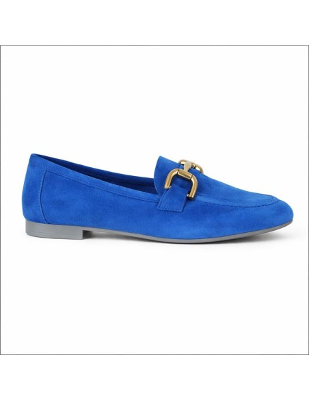 Mocasines de mujer de ante con antifaz color azul