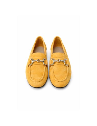 Mocasines de mujer de ante con antifaz color naranja