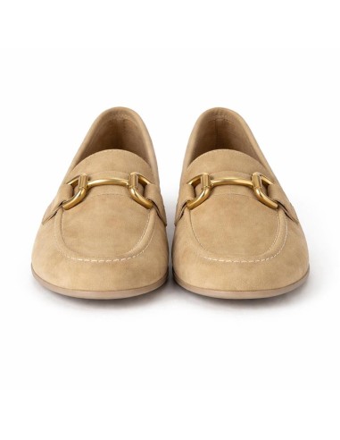 Beige suede women's moccasins