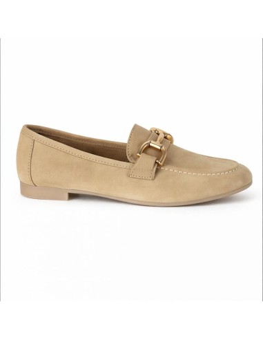 Mocasines de mujer de ante con antifaz color beige